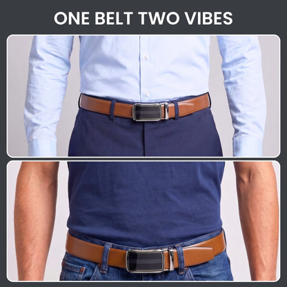 THE MEN THING Leather Belts Mens Genuine Leather Belt | 2 in 1 Reversible (Brown & Black) (1 Pc.) - VELARO - KLYNT