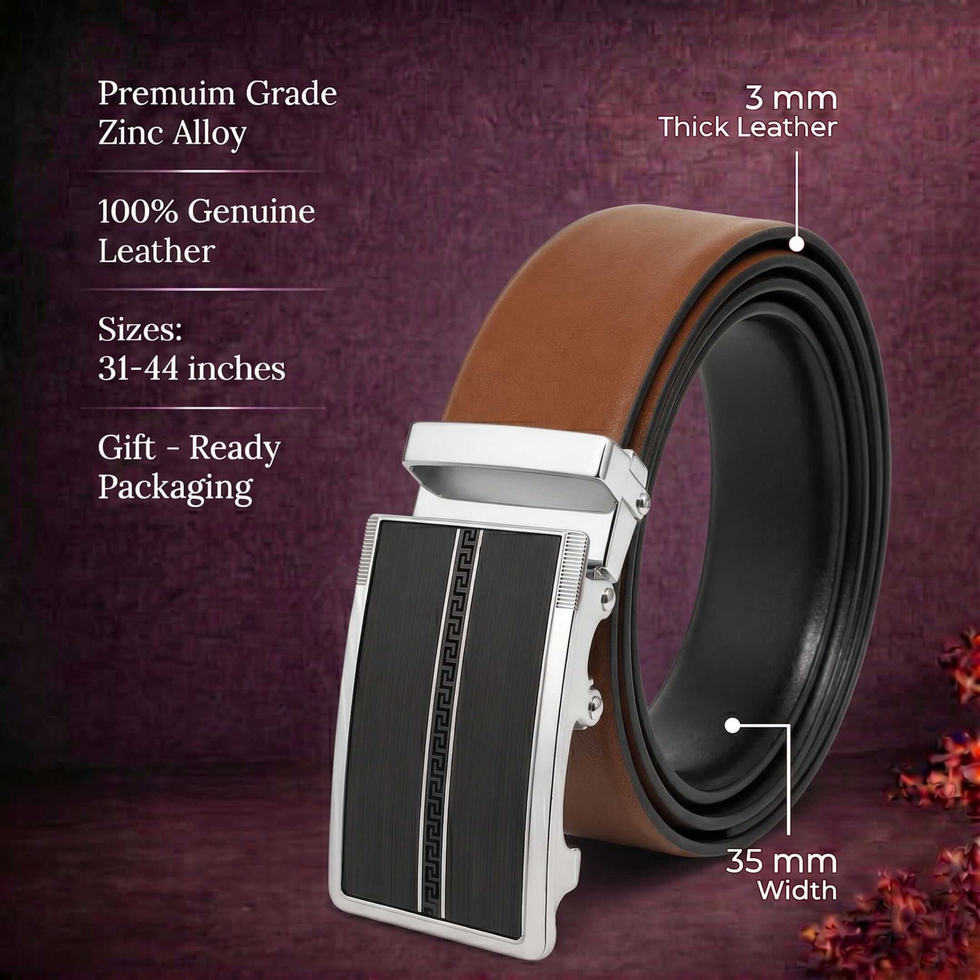 Mens Genuine Leather Belt | 2 in 1 Reversible (Brown & Black) (1 Pc.) - VELARO - KRONIQ — Leather Belts for Men | THE MEN THING