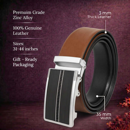 Mens Genuine Leather Belt | 2 in 1 Reversible (Brown & Black) (1 Pc.) - VELARO - KRONIQ — Leather Belts for Men | THE MEN THING