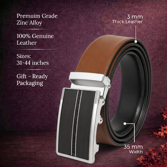 Mens Genuine Leather Belt | 2 in 1 Reversible (Brown & Black) (1 Pc.) - VELARO - KRONIQ — Leather Belts for Men | THE MEN THING