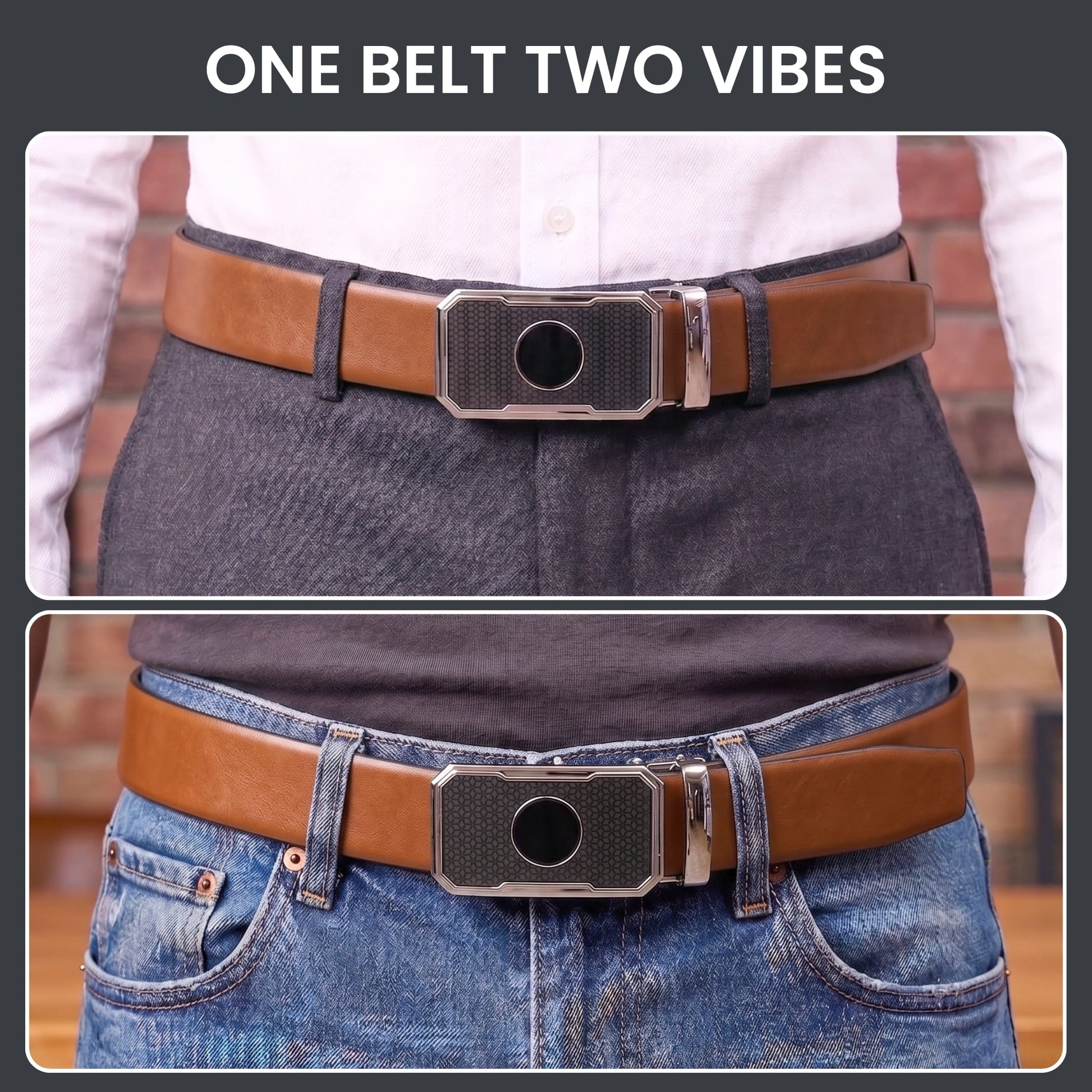 THE MEN THING Leather Belts Mens Genuine Leather Belt | 2 in 1 Reversible (Brown & Black) (1 Pc.) - VELARO - MONTREX