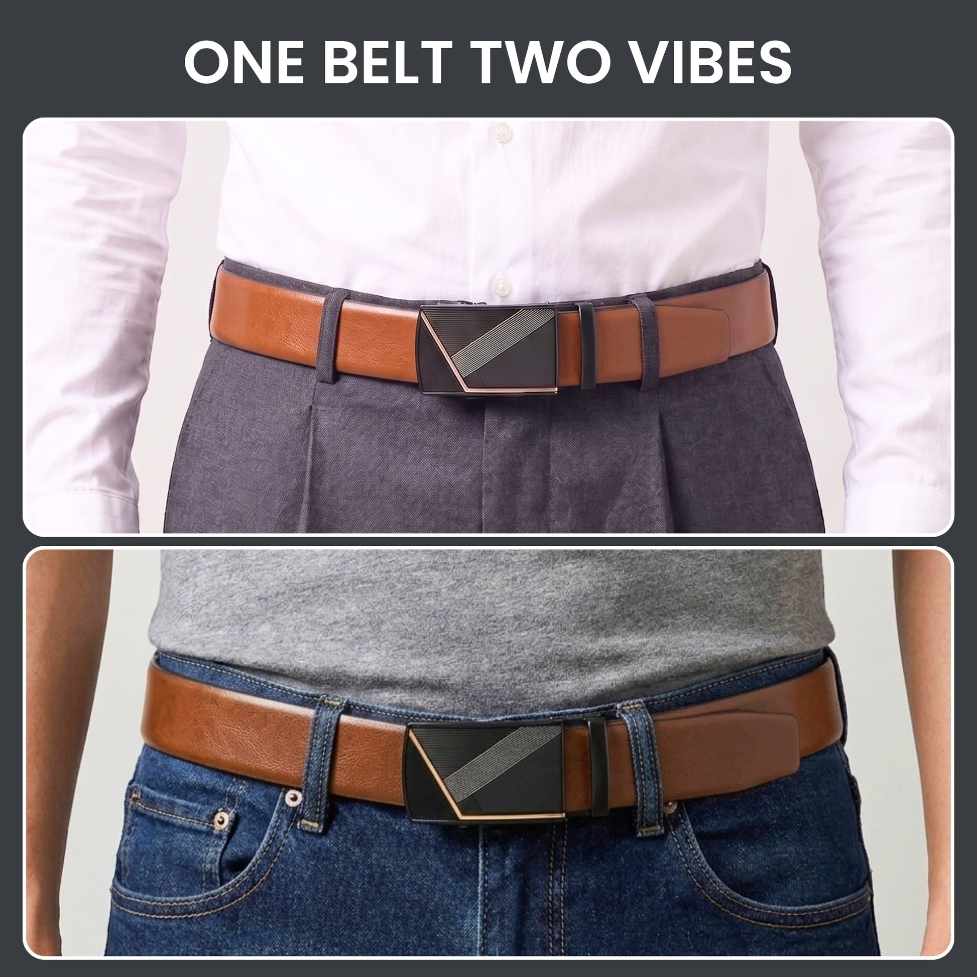 THE MEN THING Leather Belts Mens Genuine Leather Belt | 2 in 1 Reversible (Brown & Black) (1 Pc.) - VELARO - NOCTIS