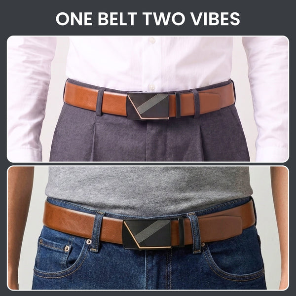 Mens Genuine Leather Belt | 2 in 1 Reversible (Brown & Black) (1 Pc.) - VELARO - NOCTIS