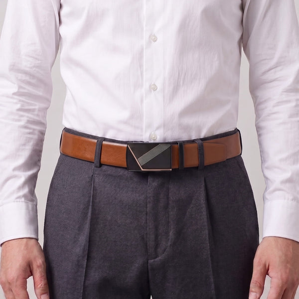 Mens Genuine Leather Belt | 2 in 1 Reversible (Brown & Black) (1 Pc.) - VELARO - NOCTIS