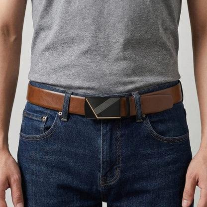THE MEN THING Leather Belts Mens Genuine Leather Belt | 2 in 1 Reversible (Brown & Black) (1 Pc.) - VELARO - NOCTIS
