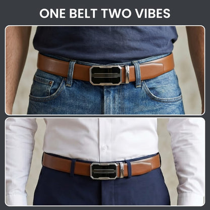 THE MEN THING Leather Belts Mens Genuine Leather Belt | 2 in 1 Reversible (Brown & Black) (1 Pc.) - VELARO-OVRIS