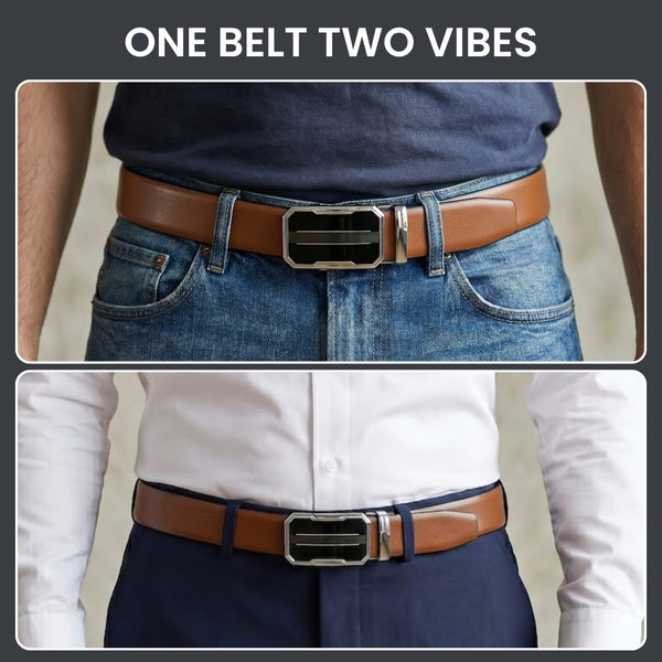Mens Genuine Leather Belt | 2 in 1 Reversible (Brown & Black) (1 Pc.) - VELARO-OVRIS