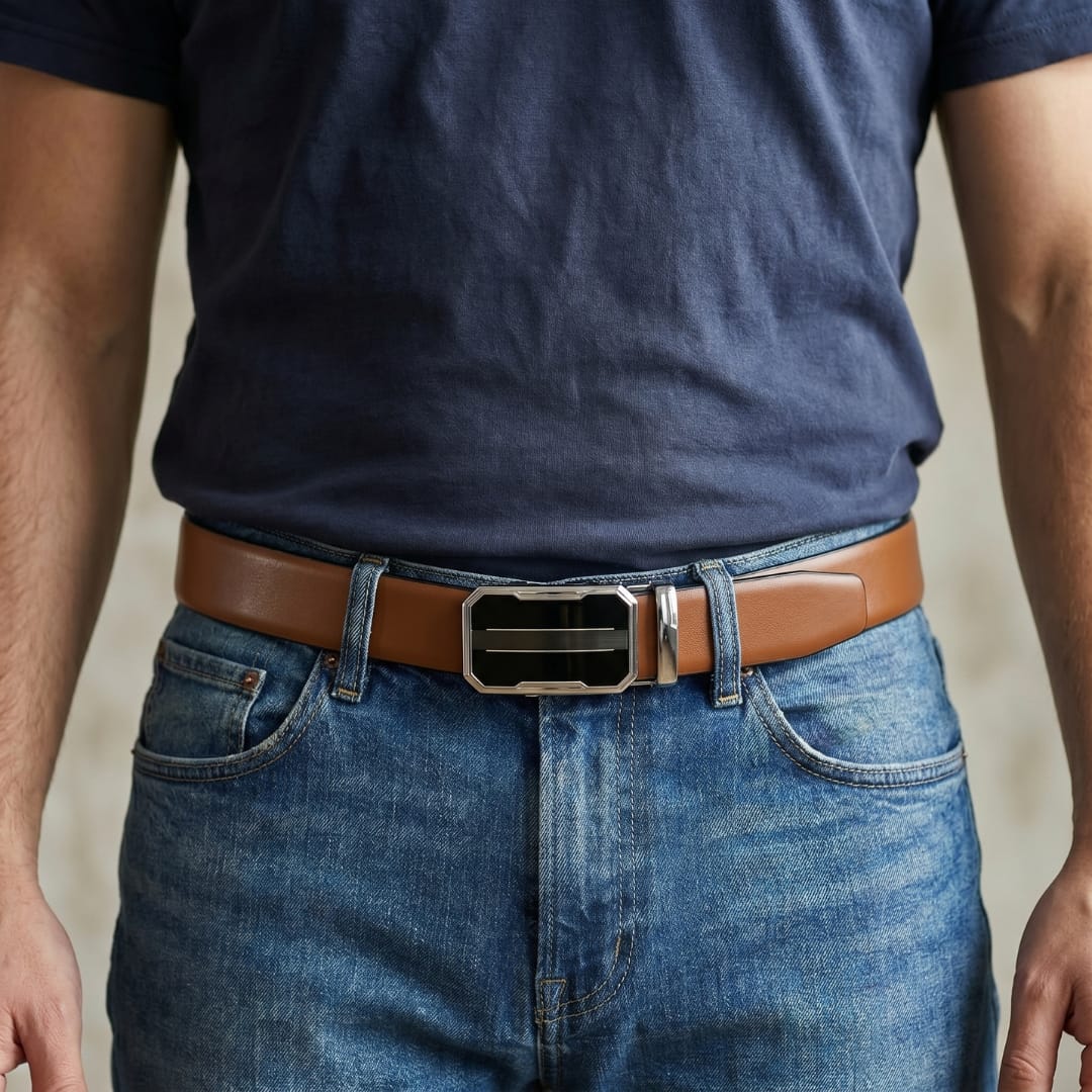 THE MEN THING Leather Belts Mens Genuine Leather Belt | 2 in 1 Reversible (Brown & Black) (1 Pc.) - VELARO-OVRIS