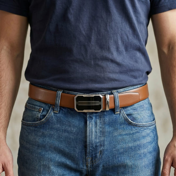 Mens Genuine Leather Belt | 2 in 1 Reversible (Brown & Black) (1 Pc.) - VELARO-OVRIS
