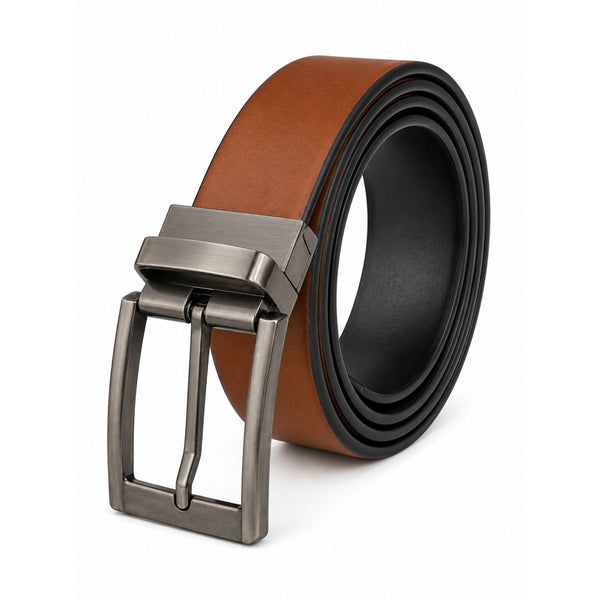 Mens Genuine Leather Belt | 2 in 1 Reversible (Brown & Black) (1 Pc.) - VELARO -PIVOT