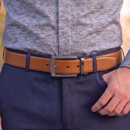 THE MEN THING Leather Belts Mens Genuine Leather Belt | 2 in 1 Reversible (Brown & Black) (1 Pc.) - VELARO -PIVOT