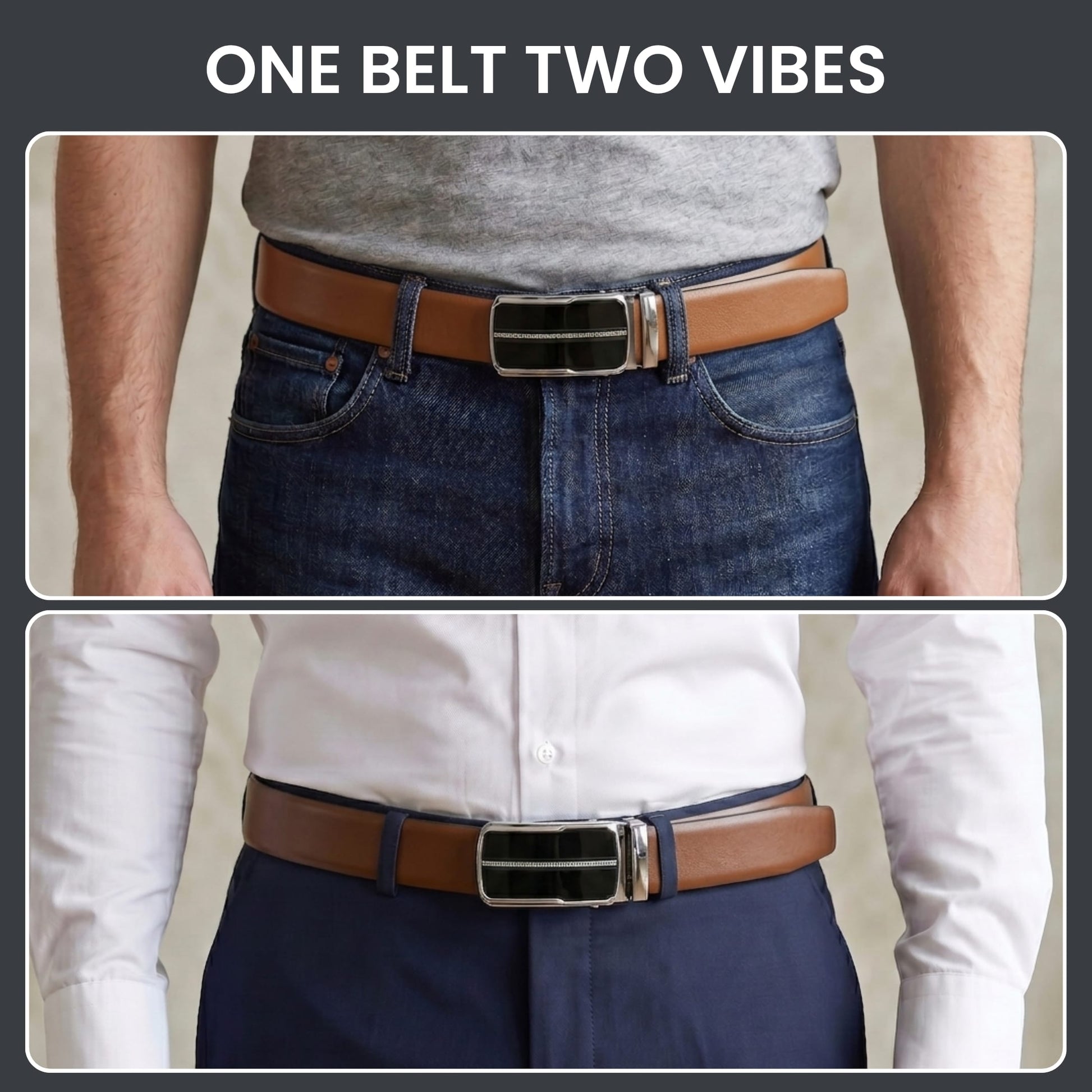 THE MEN THING Leather Belts Mens Genuine Leather Belt | 2 in 1 Reversible (Brown & Black) (1 Pc.) - VELARO-ROYVIC