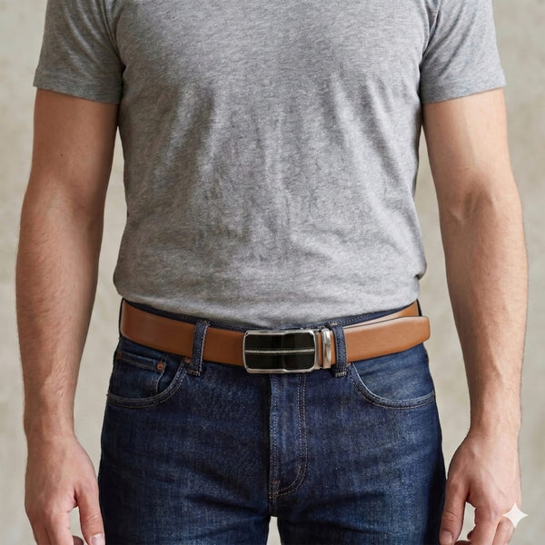 Mens Genuine Leather Belt | 2 in 1 Reversible (Brown & Black) (1 Pc.) - VELARO-ROYVIC