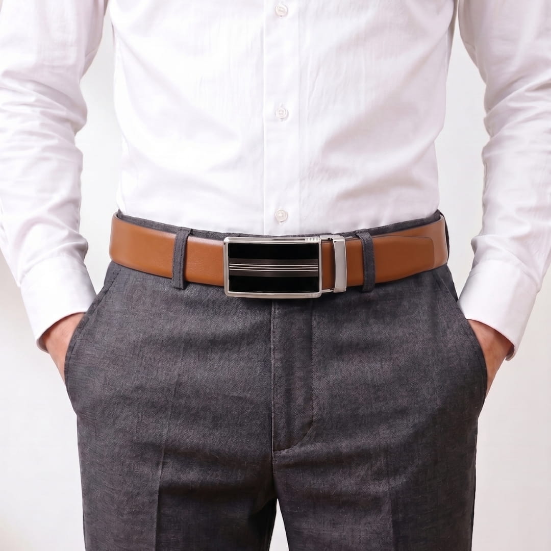 THE MEN THING Leather Belts Mens Genuine Leather Belt | 2 in 1 Reversible (Brown & Black) (1 Pc.) - VELARO - TREVION