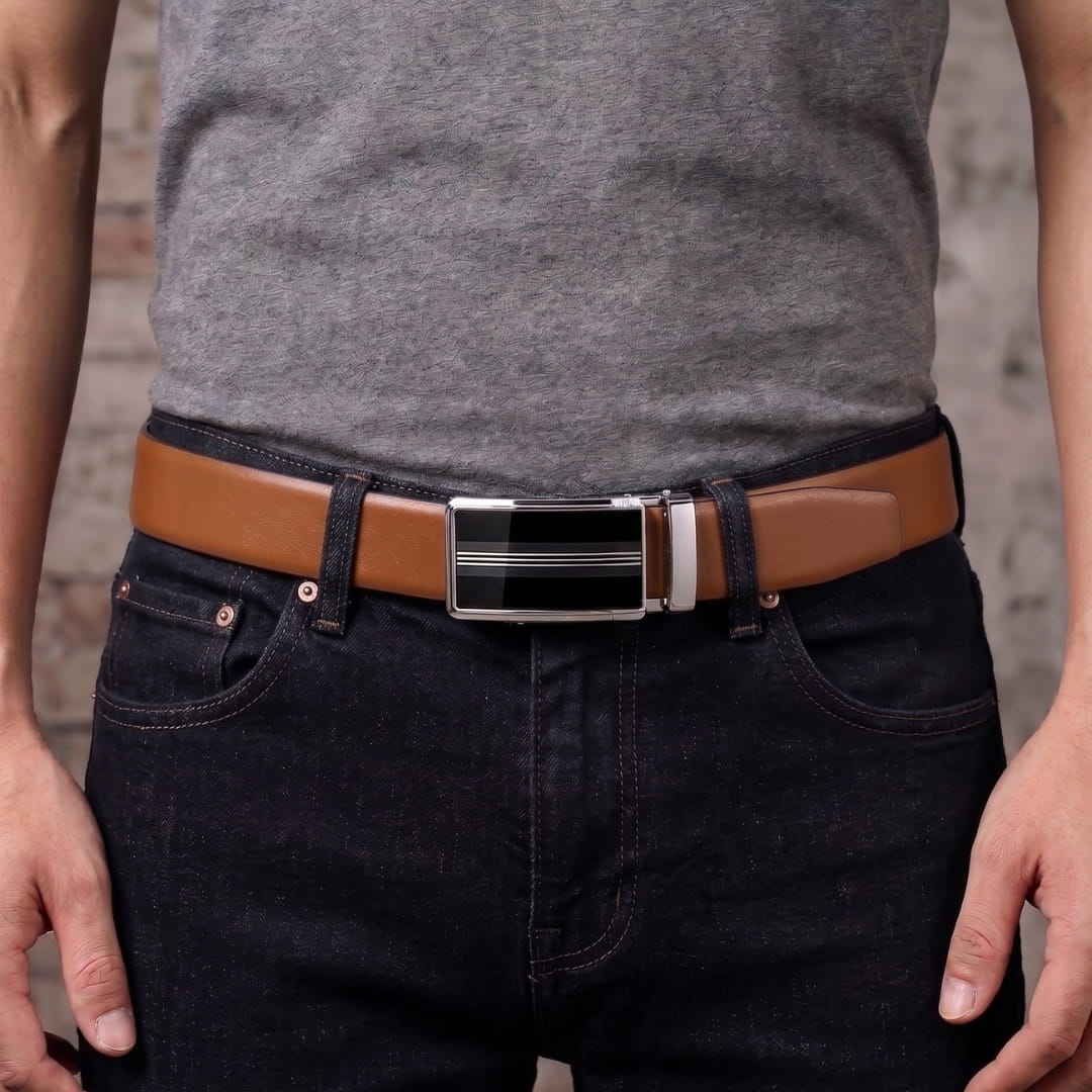 THE MEN THING Leather Belts Mens Genuine Leather Belt | 2 in 1 Reversible (Brown & Black) (1 Pc.) - VELARO - TREVION