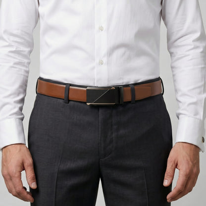 THE MEN THING Leather Belts Mens Genuine Leather Belt | 2 in 1 Reversible (Brown & Black) (1 Pc.) - VELARO -TRION