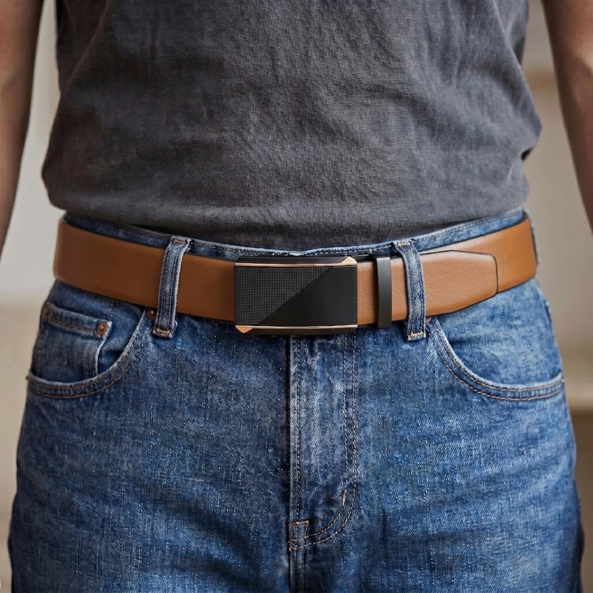 THE MEN THING Leather Belts Mens Genuine Leather Belt | 2 in 1 Reversible (Brown & Black) (1 Pc.) - VELARO -TRION
