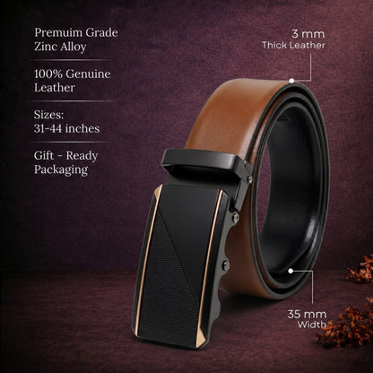 THE MEN THING Leather Belts Mens Genuine Leather Belt | 2 in 1 Reversible (Brown & Black) (1 Pc.) - VELARO -TRION