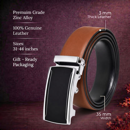THE MEN THING Leather Belts Mens Genuine Leather Belt | 2 in 1 Reversible (Brown & Black) (1 Pc.) - VELARO - VELMIR