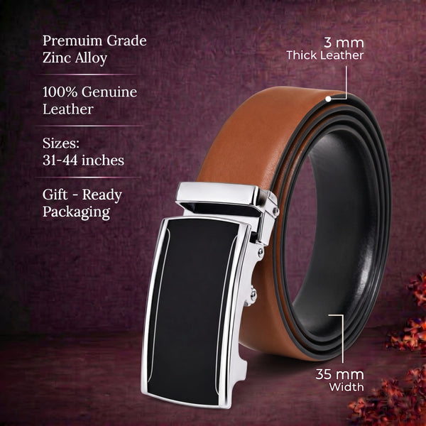 Mens Genuine Leather Belt | 2 in 1 Reversible (Brown & Black) (1 Pc.) - VELARO - VELMIR
