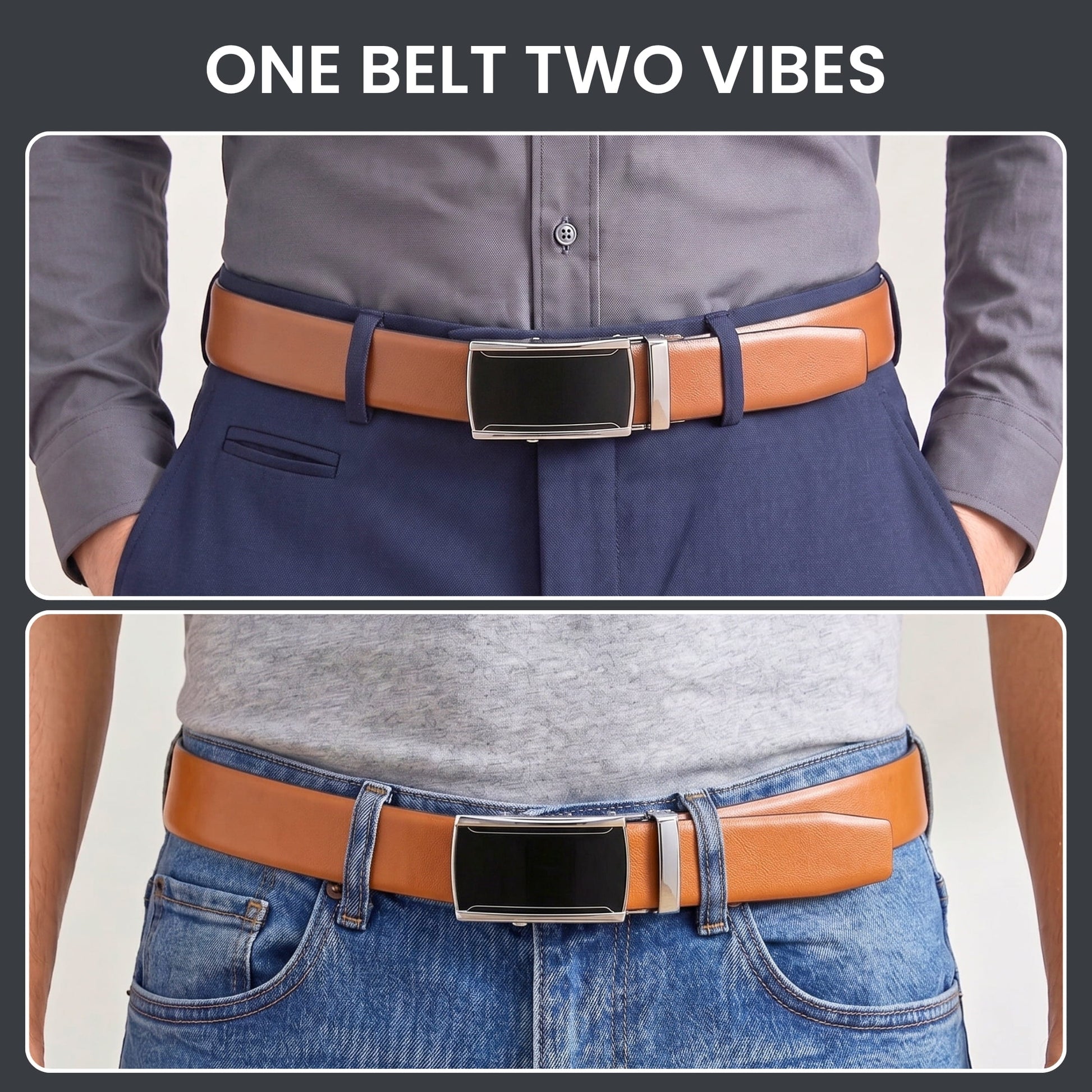 THE MEN THING Leather Belts Mens Genuine Leather Belt | 2 in 1 Reversible (Brown & Black) (1 Pc.) - VELARO - VELMIR