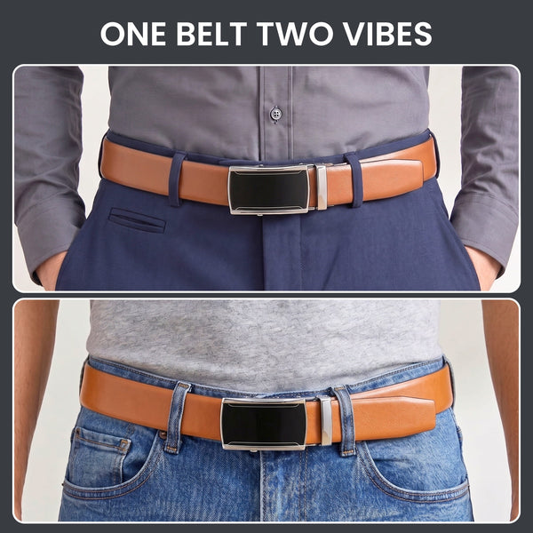 Mens Genuine Leather Belt | 2 in 1 Reversible (Brown & Black) (1 Pc.) - VELARO - VELMIR