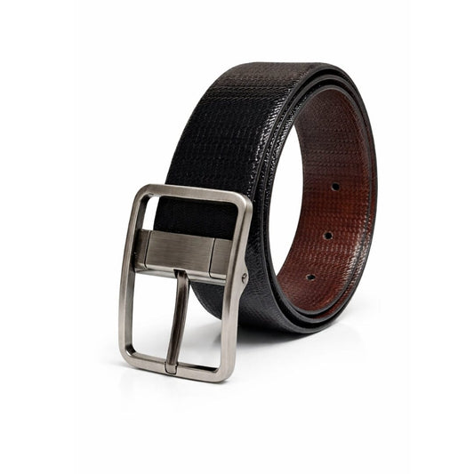 THE MEN THING Leather Belts Mens Genunie Leather Belt | 2 in 1 Reversible (Black & Brown) (1 Pc.) - BREVON