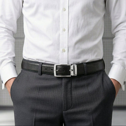 THE MEN THING Leather Belts Mens Genunie Leather Belt | 2 in 1 Reversible (Black & Brown) (1 Pc.) - LUXARO