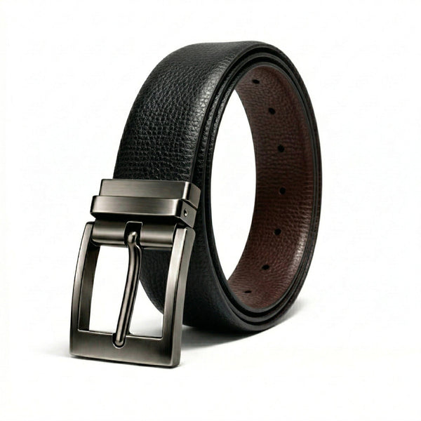 Mens Genuine Leather Belt | 2 in 1 Reversible (Black & Brown) (1 Pc.) - MONEX