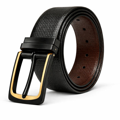 THE MEN THING Leather Belts Mens Genunie Leather Belt | 2 in 1 Reversible (Black & Brown) (1 Pc.) - VELNOX