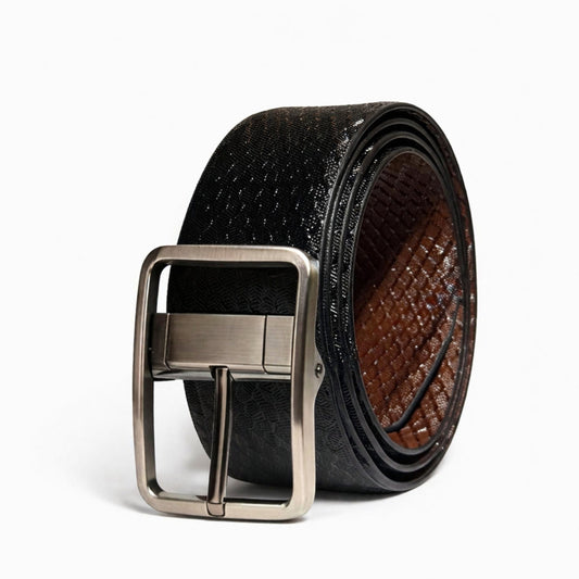 THE MEN THING Leather Belts Mens Genunie Leather Belt | 2 in 1 Reversible (Black & Brown) (1 Pc.) - WEXARO