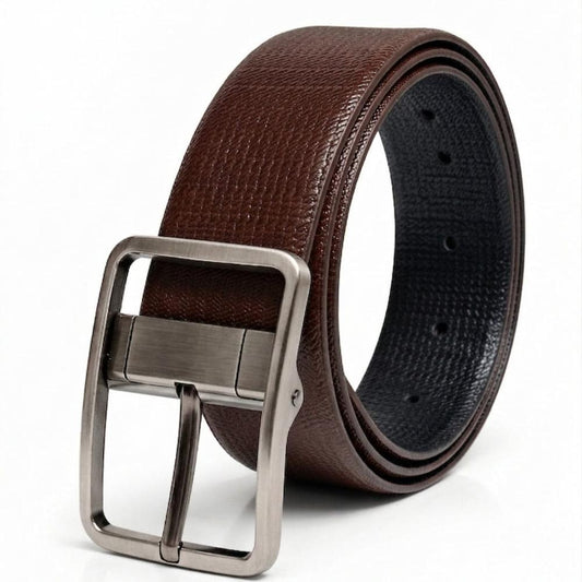 THE MEN THING Leather Belts Mens Genunie Leather Belt | 2 in 1 Reversible (Brown & Black  ) (1 Pc.) - BREVON