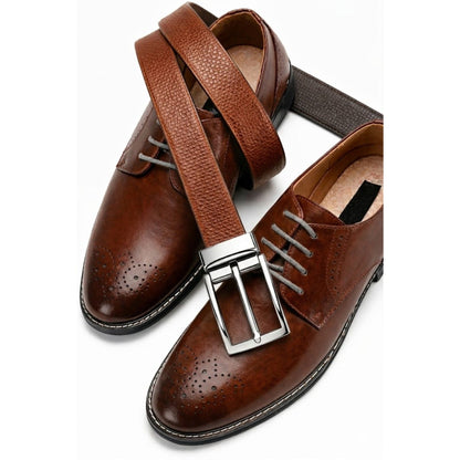 THE MEN THING Leather Belts Mens Genunie Leather Belt | 2 in 1 Reversible (Brown & Black  ) (1 Pc.) - GRIDXO