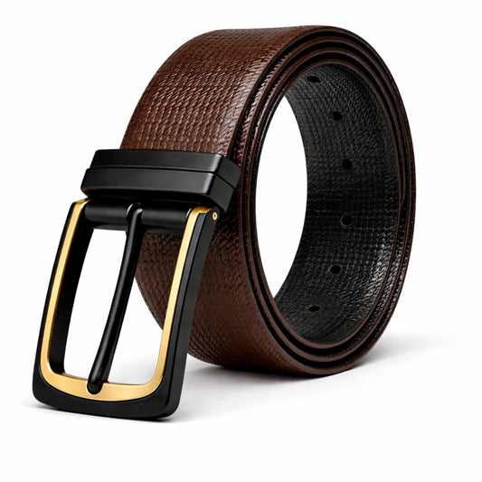 THE MEN THING Leather Belts Mens Genunie Leather Belt | 2 in 1 Reversible (Brown & Black  ) (1 Pc.) - VELNOX