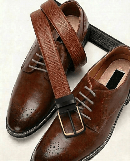 THE MEN THING Leather Belts Mens Genunie Leather Belt | 2 in 1 Reversible (Brown & Black  ) (1 Pc.) - VELNOX