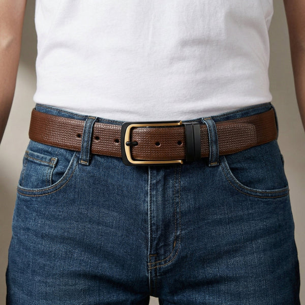 Mens Genuine Leather Belt | 2 in 1 Reversible (Brown & Black  ) (1 Pc.) - VELNOX