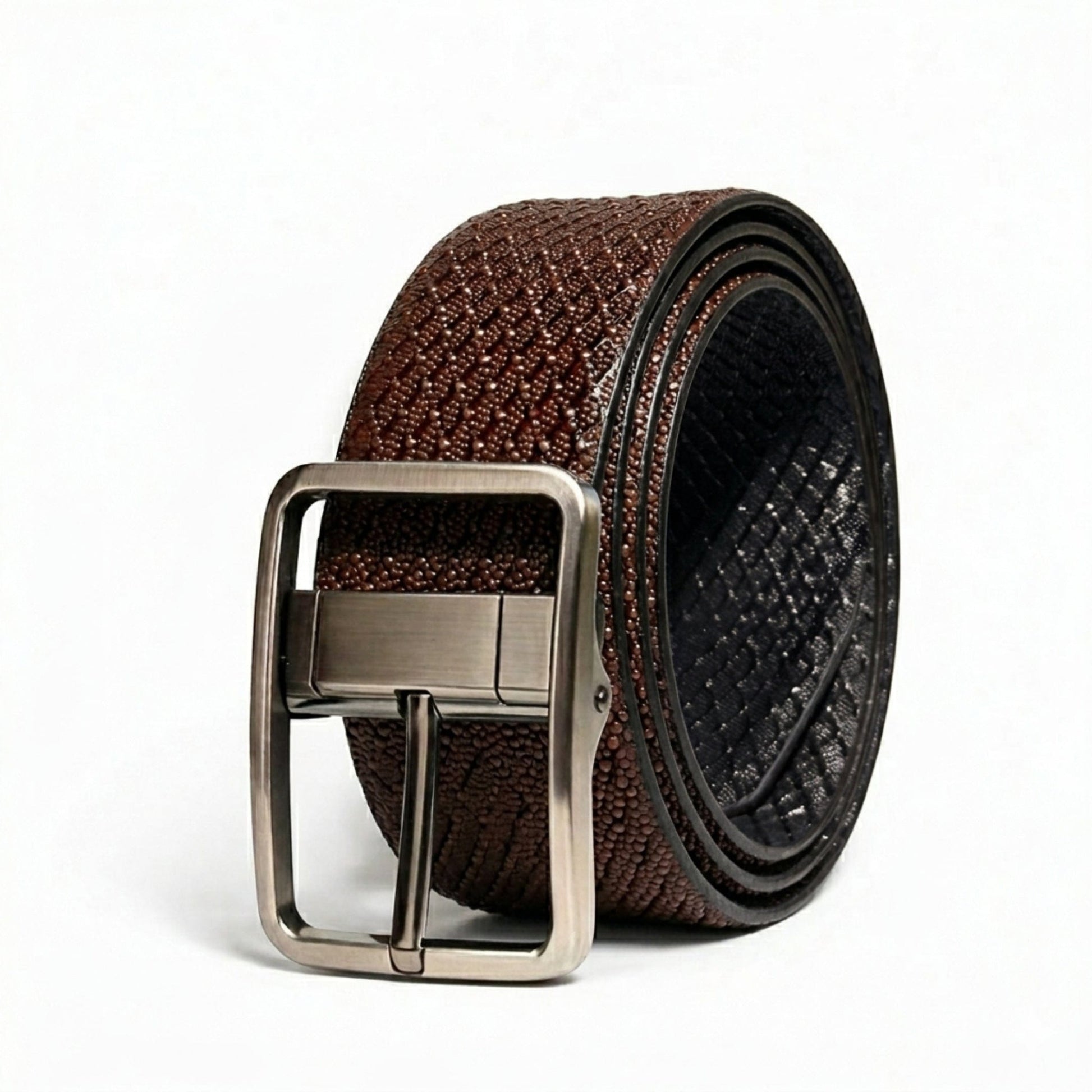THE MEN THING Leather Belts Mens Genunie Leather Belt | 2 in 1 Reversible (Brown & Black  ) (1 Pc.) - WEXARO