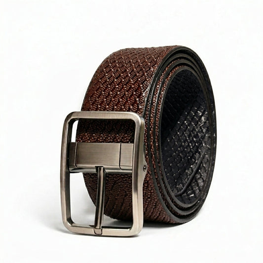 THE MEN THING Leather Belts Mens Genunie Leather Belt | 2 in 1 Reversible (Brown & Black  ) (1 Pc.) - WEXARO