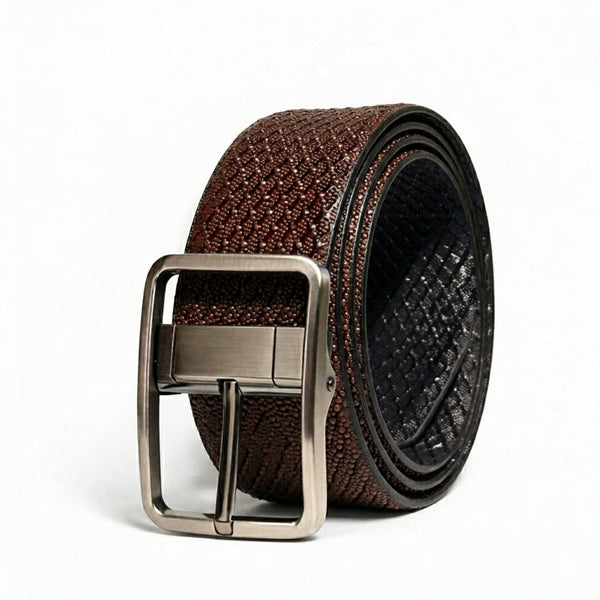 Mens Genuine Leather Belt | 2 in 1 Reversible (Brown & Black  ) (1 Pc.) - WEXARO
