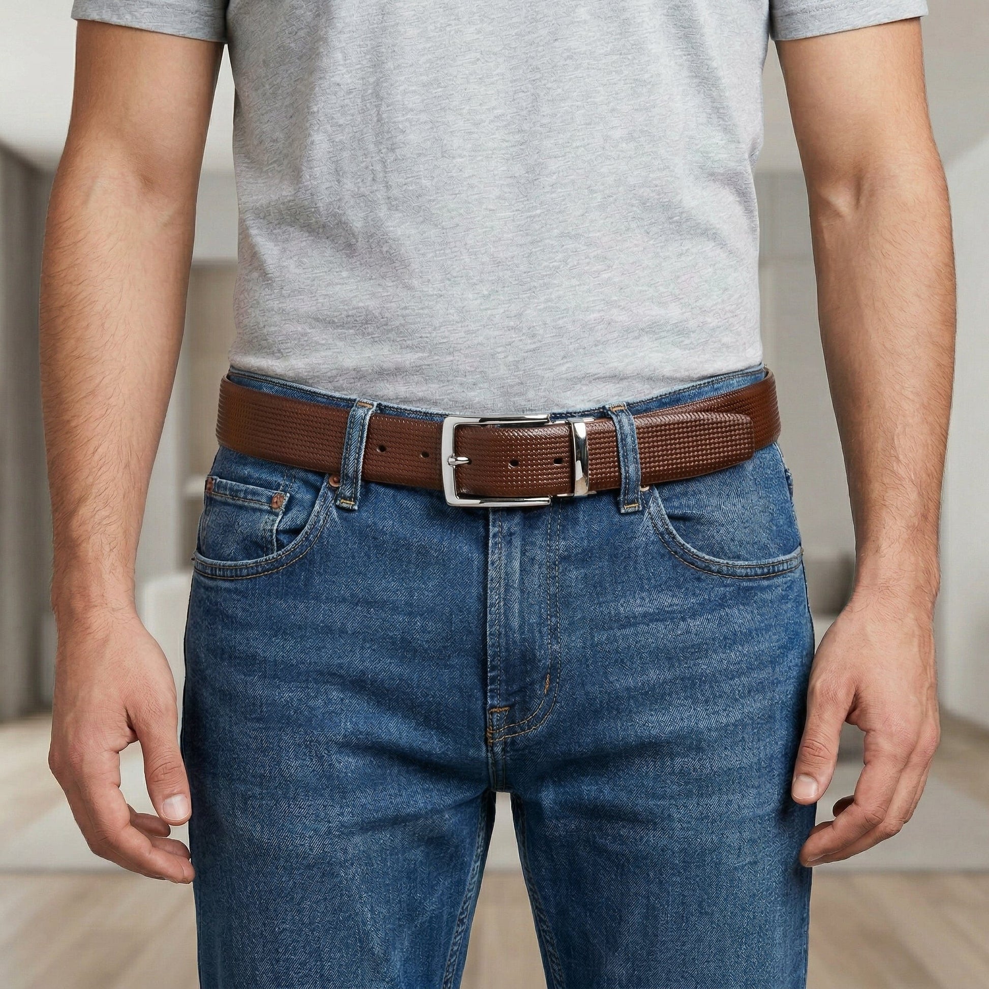 THE MEN THING Leather Belts Mens Genunie Leather Belt | 2 in 1 Reversible (Brown & Black  ) (1 Pc.) - ZELVOR