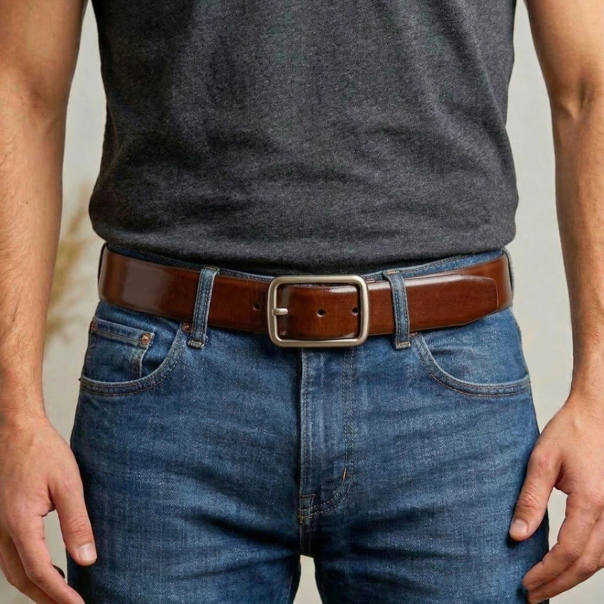 THE MEN THING Leather Belts NAVERO BROWN - Premium Genuine Leather Reversible Belt for Men & Boys | Durable & Stylish for Everyday Wear