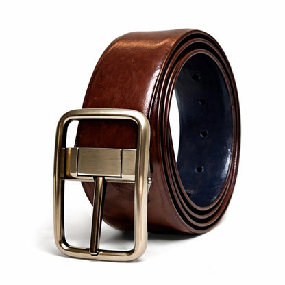 THE MEN THING Leather Belts NAVERO BROWN - Premium Genuine Leather Reversible Belt for Men & Boys | Durable & Stylish for Everyday Wear