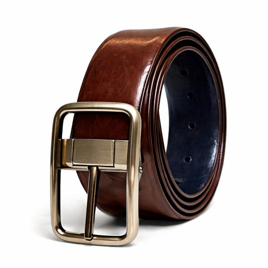 THE MEN THING Leather Belts NAVERO BROWN - Premium Genuine Leather Reversible Belt for Men & Boys | Durable & Stylish for Everyday Wear