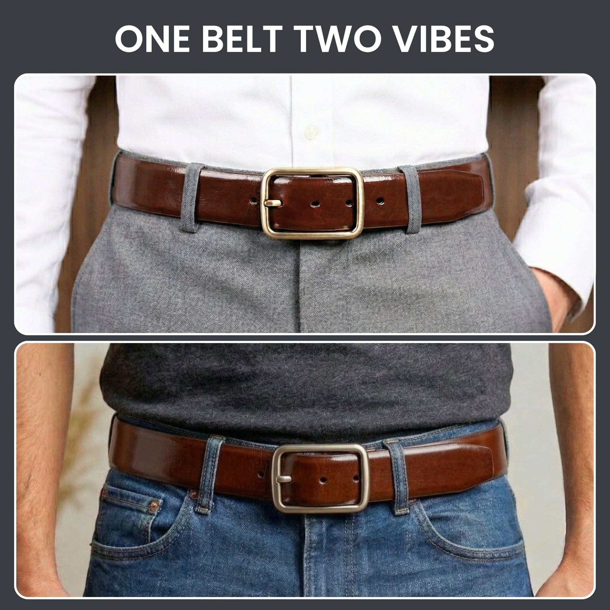 THE MEN THING Leather Belts NAVERO BROWN - Premium Genuine Leather Reversible Belt for Men & Boys | Durable & Stylish for Everyday Wear