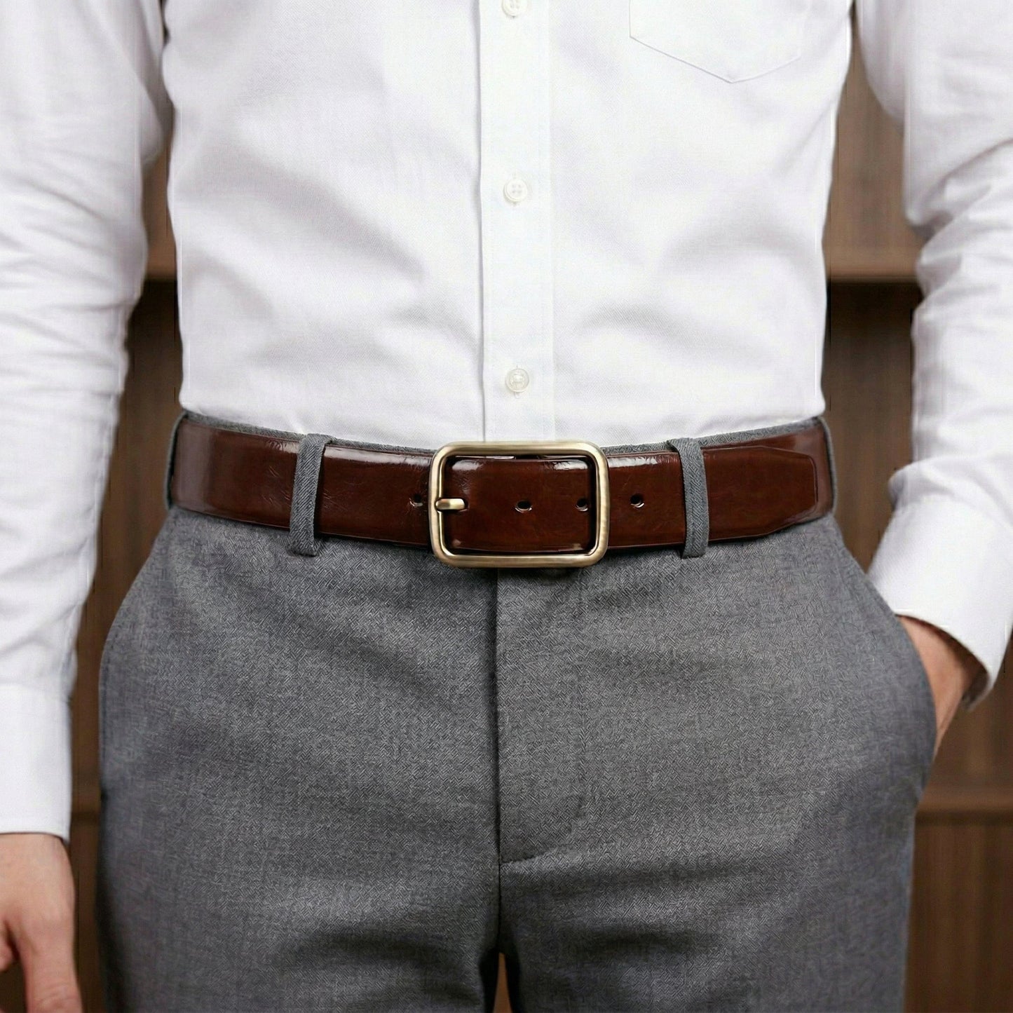 THE MEN THING Leather Belts NAVERO BROWN - Premium Genuine Leather Reversible Belt for Men & Boys | Durable & Stylish for Everyday Wear