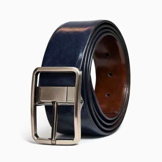 THE MEN THING Leather Belts NAVYTAN BLUE - Premium Genuine Leather Reversible Belt for Men & Boys | Durable & Stylish for Everyday Wear