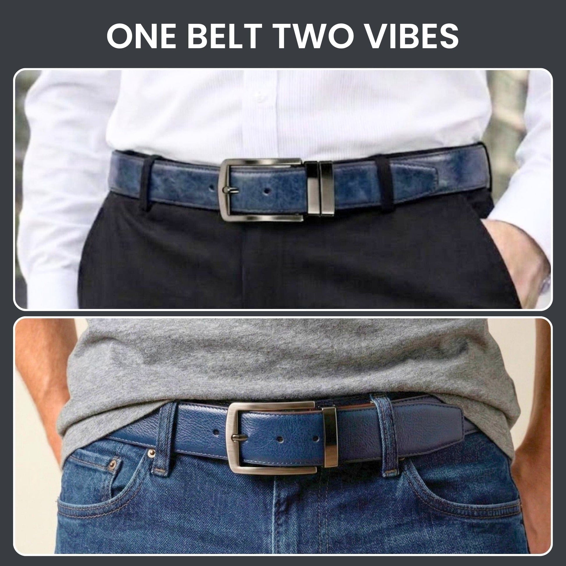 THE MEN THING Leather Belts NEXORO BLUE - Premium Genuine Leather Reversible Belt for Men & Boys | Durable & Stylish for Everyday Wear