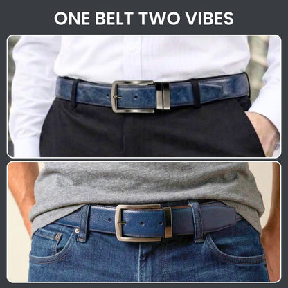 THE MEN THING Leather Belts NEXORO BLUE - Premium Genuine Leather Reversible Belt for Men & Boys | Durable & Stylish for Everyday Wear
