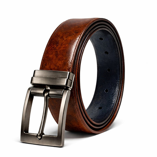 THE MEN THING Leather Belts NEXORO BROWN - Premium Genuine Leather Reversible Belt for Men & Boys | Durable & Stylish for Everyday Wear
