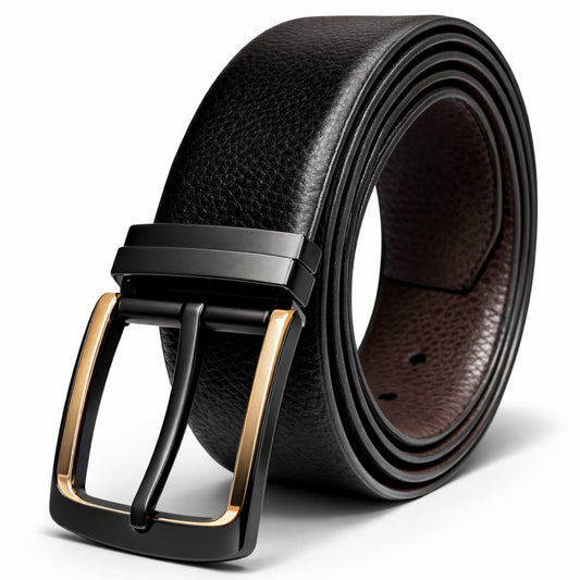 THE MEN THING Leather Belts NOIRLUXE BLACK - Premium Genuine Leather Reversible Belt for Men & Boys | Durable & Stylish for Everyday Wear
